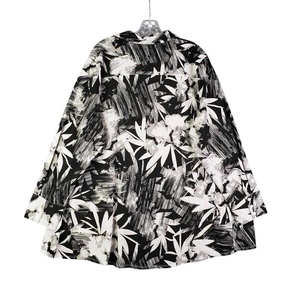 Wynne Layers Popover Shirt Tunic Plus Size 2X LS Shirt Top Blouse Tropical Black - Picture 3 of 12